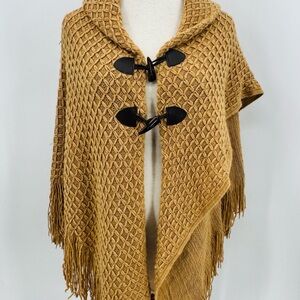 Brown Shawl With Dark Brown Toggles, OS